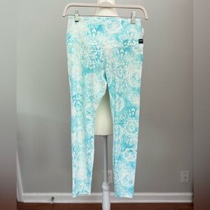 SN Super.natural Mint Green White Chakra Patterned Merino Wool Blend Leggings